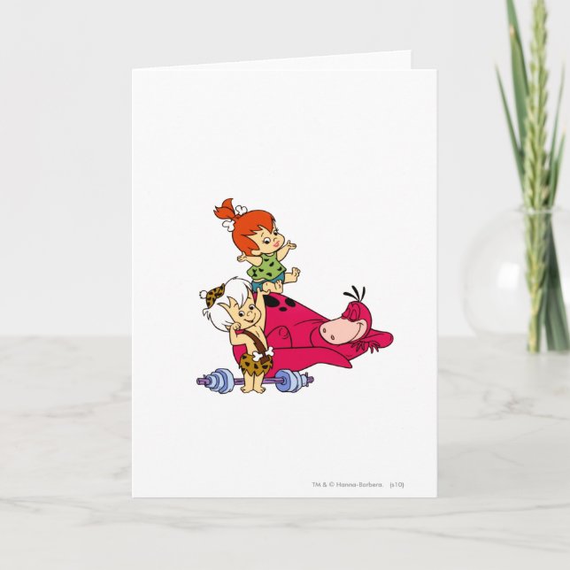Tarjeta PEBBLES™ y Bam Bam y Dino Playtime (Anverso)