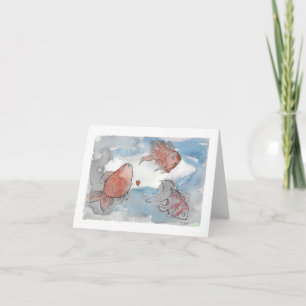 Tarjeta Peces con deseos - Pequeño saludo plegado
