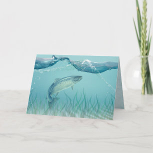 Tarjeta peces grandes en el océano