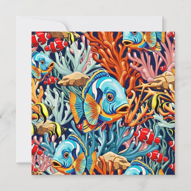 Tarjeta Peces Tropicales Colores Verano Vibraciones (Anverso)