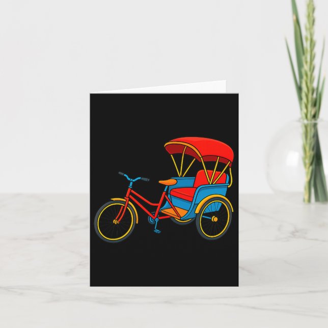 Tarjeta Pedicab Cycle Rickshaw Bike Taxi Premium Tri-blend (Anverso)