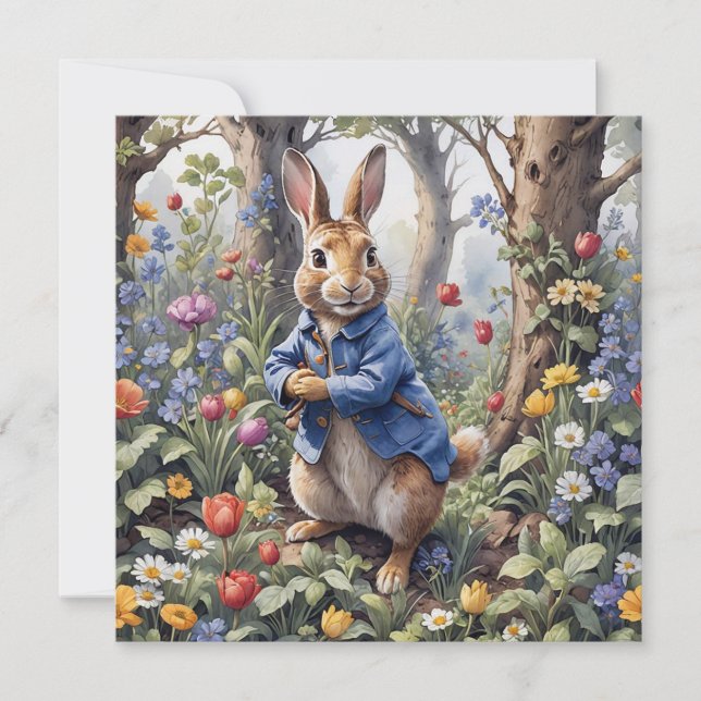 Tarjeta Pedro el conejo en el bosque encantado (Anverso)