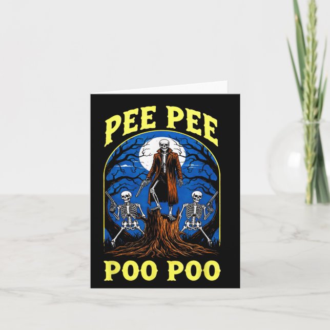 Tarjeta Pee Pee Poo Poo Funny Skeleton Halloween (Anverso)