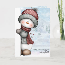 Tarjeta Peeking Snowman Thinking of You Winter Hugs