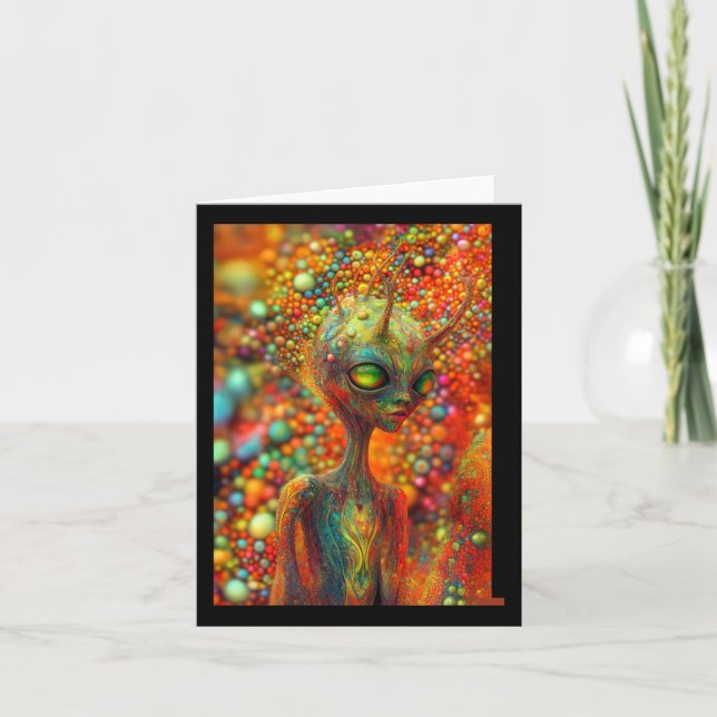 Tarjeta Pegatina Alien Psychedelic (Anverso)