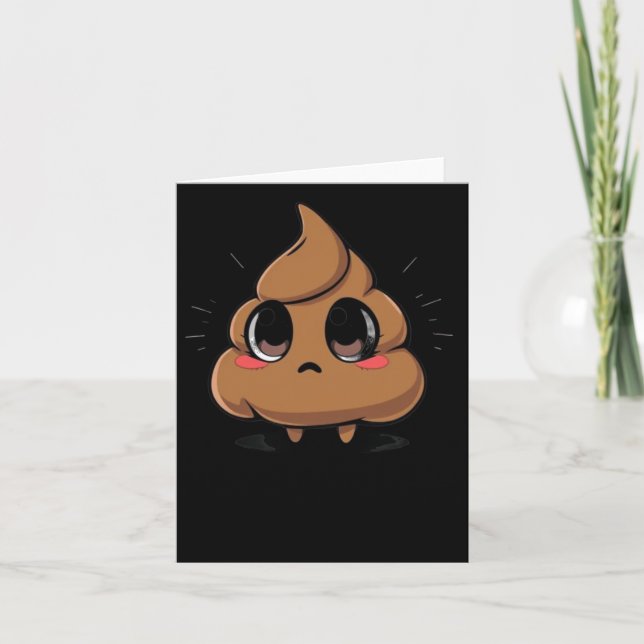 Tarjeta Pegatina Chibi de Emoji de poop (Anverso)
