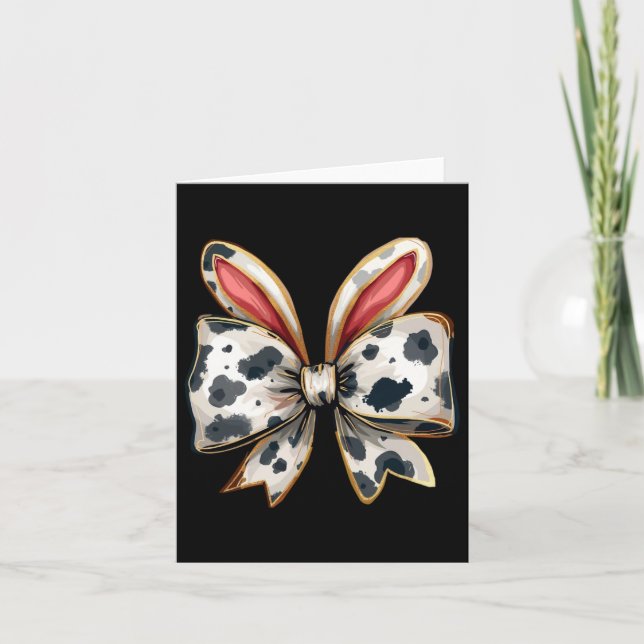 Tarjeta Pegatina Cow Easter Bunny Ears (Anverso)