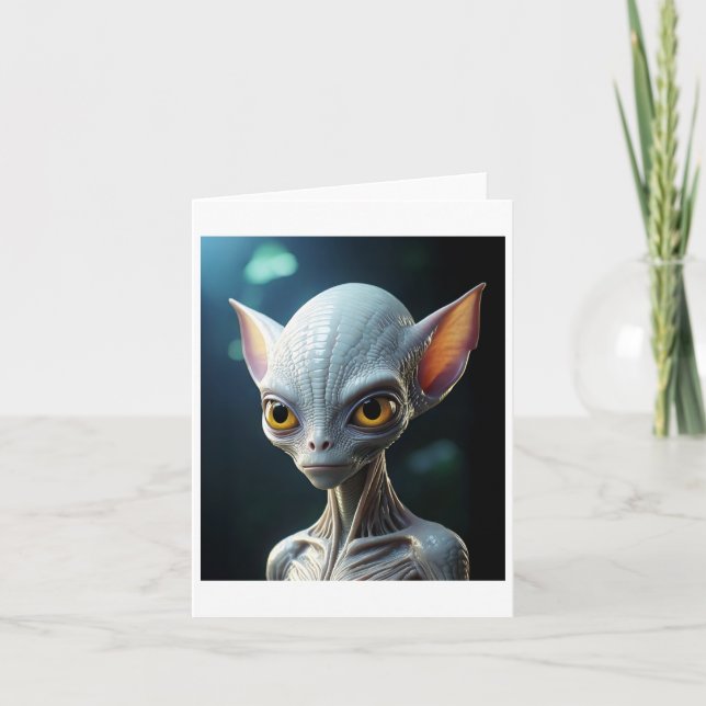 Tarjeta Pegatina de alienígena blanco  (Anverso)