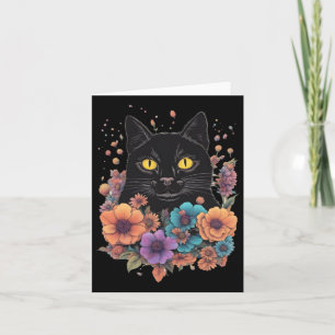 Tarjeta Pegatina de arte de gato negro 1