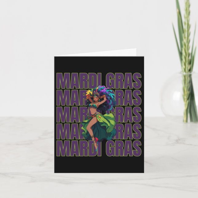 Tarjeta Pegatina de bailarina Mardi Gras (Anverso)