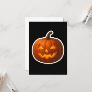 Tarjeta Pegatina de calabaza de Halloween espeluznante