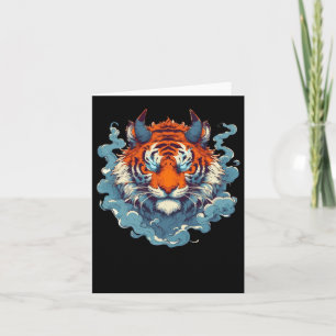 Tarjeta Pegatina de cosecha de Oni Tiger Tattoo Retro