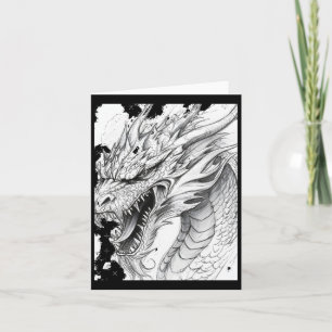 Tarjeta Pegatina de dibujo de dragón realista