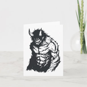 Tarjeta Pegatina de esquema japonés Ogre Oni Yokai