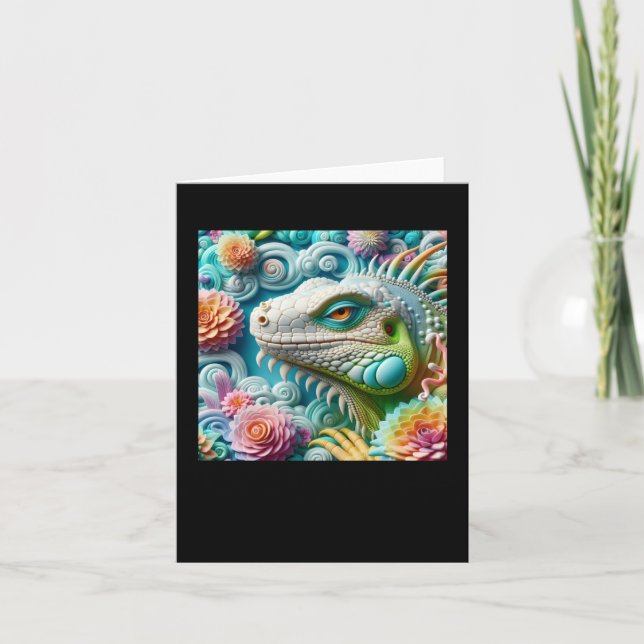 Tarjeta Pegatina de Iguana 3d (Anverso)