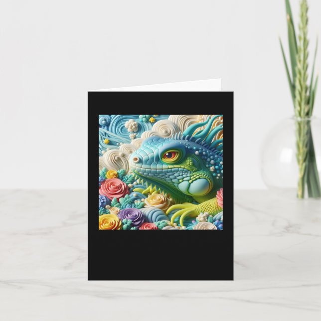 Tarjeta Pegatina de iguana 3D1  (Anverso)