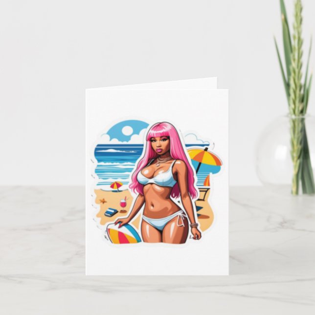 Tarjeta Pegatina de la playa de Nicki Minaj (Anverso)