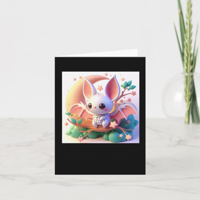 Tarjeta Pegatina de murciélago lindo imaginario  (Anverso)