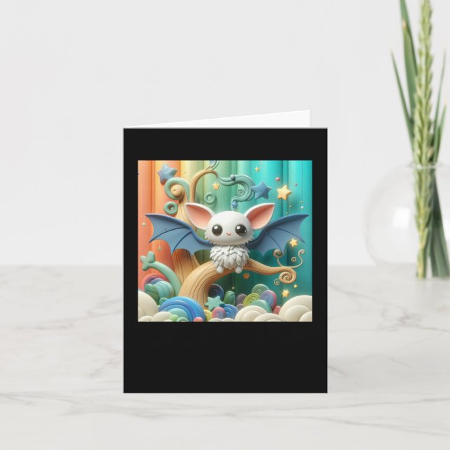 Tarjeta Pegatina de murciélago pequeño en una tierra de fa (Anverso)