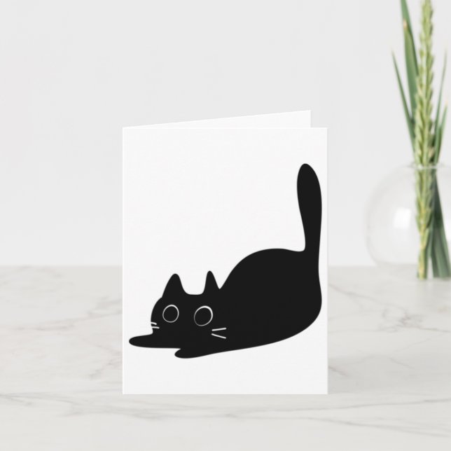 Tarjeta Pegatina de Pegatina de gato negro (Anverso)