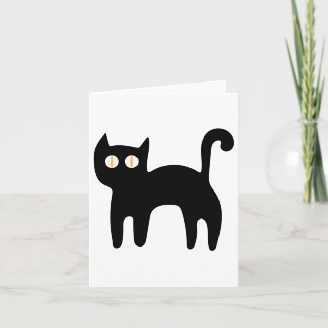 Tarjeta Pegatina de Pegatina de gato negro1 (Anverso)
