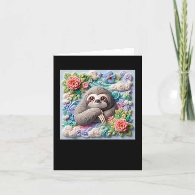 Tarjeta Pegatina de perezoso lindo 3D (Anverso)