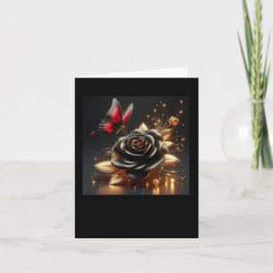 Tarjeta Pegatina de Rosas Negras Doradas 3D #5
