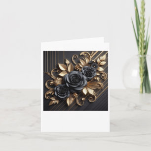 Tarjeta Pegatina de rosas negras doradas 3D #7