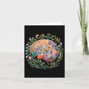 Tarjeta Pegatina de Salud Mental del Cerebro Anatómico Flo