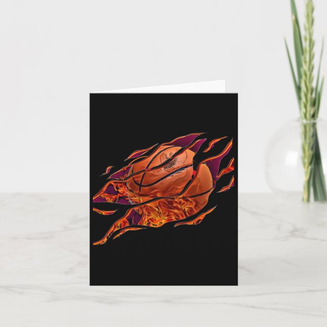 Tarjeta Pegatina de un baloncesto de fuego (Anverso)