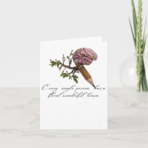Tarjeta Pegatina del cerebro floral
