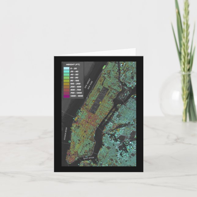 Tarjeta Pegatina del mapa de altura del edificio de la ciu (Anverso)