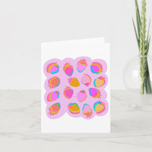 Tarjeta Pegatina rosa de fresas
