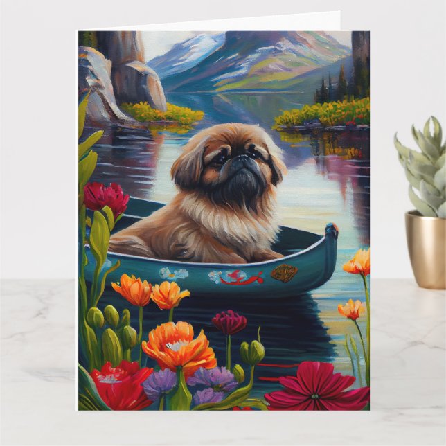 Tarjeta Pekingese en un remo: Una aventura escénica (Planta pequeña)