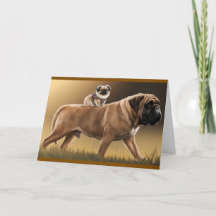 Tarjeta Pekingese y Bullmastiff