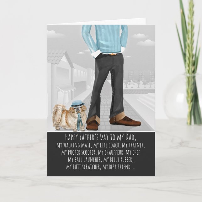 Tarjeta Pekingeses del Día del Padre Perro (Anverso)