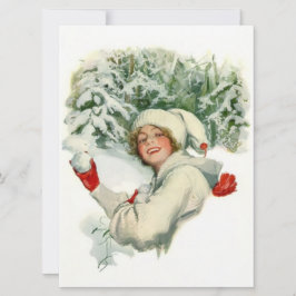 Tarjeta Pelea de bolas de nieve (de Harrison Fisher)
