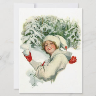 Tarjeta Pelea de bolas de nieve (de Harrison Fisher)