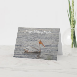 Tarjeta Pelícano americano en cumpleaños del río Misisipi