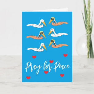 Tarjeta Pelícanos rezando por la paz: en blanco