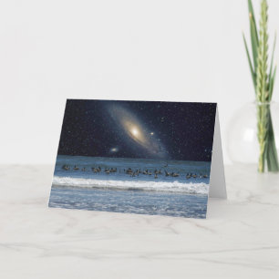 Tarjeta Pelícanos y galaxia del Andromeda