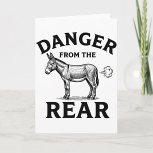 Tarjeta Peligro por Detrás Humor de Burro Divertido