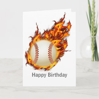 Tarjeta Pelota de béisbol personalizada en llamas