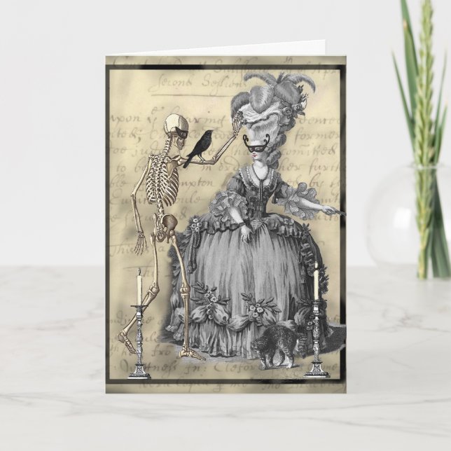 Tarjeta Pelota de máscaras de Halloween (Anverso)