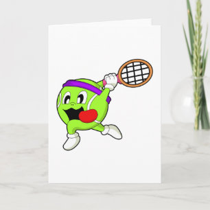 Tarjeta Pelota de tenis con raqueta de tenis