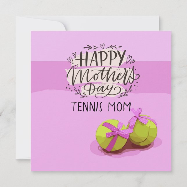 Tarjeta Pelota de tenis sobre rosa para el Día de la Madre (Anverso)