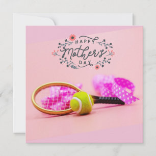 Tarjeta Pelota de tenis sobre rosa para el Día de la Madre