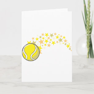 Tarjeta Pelota de tenis voladora con estrellas