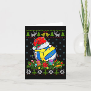 Tarjeta Pelota de voleibol con Navidades de Santa Hat ilum