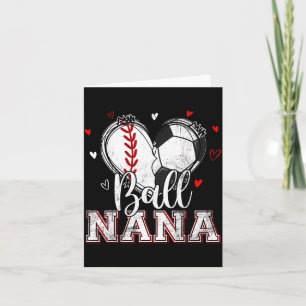 Tarjeta Pelota nana béisbol fútbol corazón nana de ambas